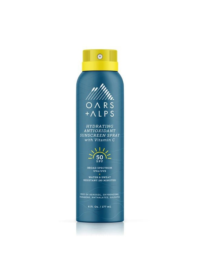 Hydrating SPF 50 Sunscreen Spray, Infused with Vitamin C and Antioxidants, Water and Sweat Resistant, 6 Oz, 1 Pack