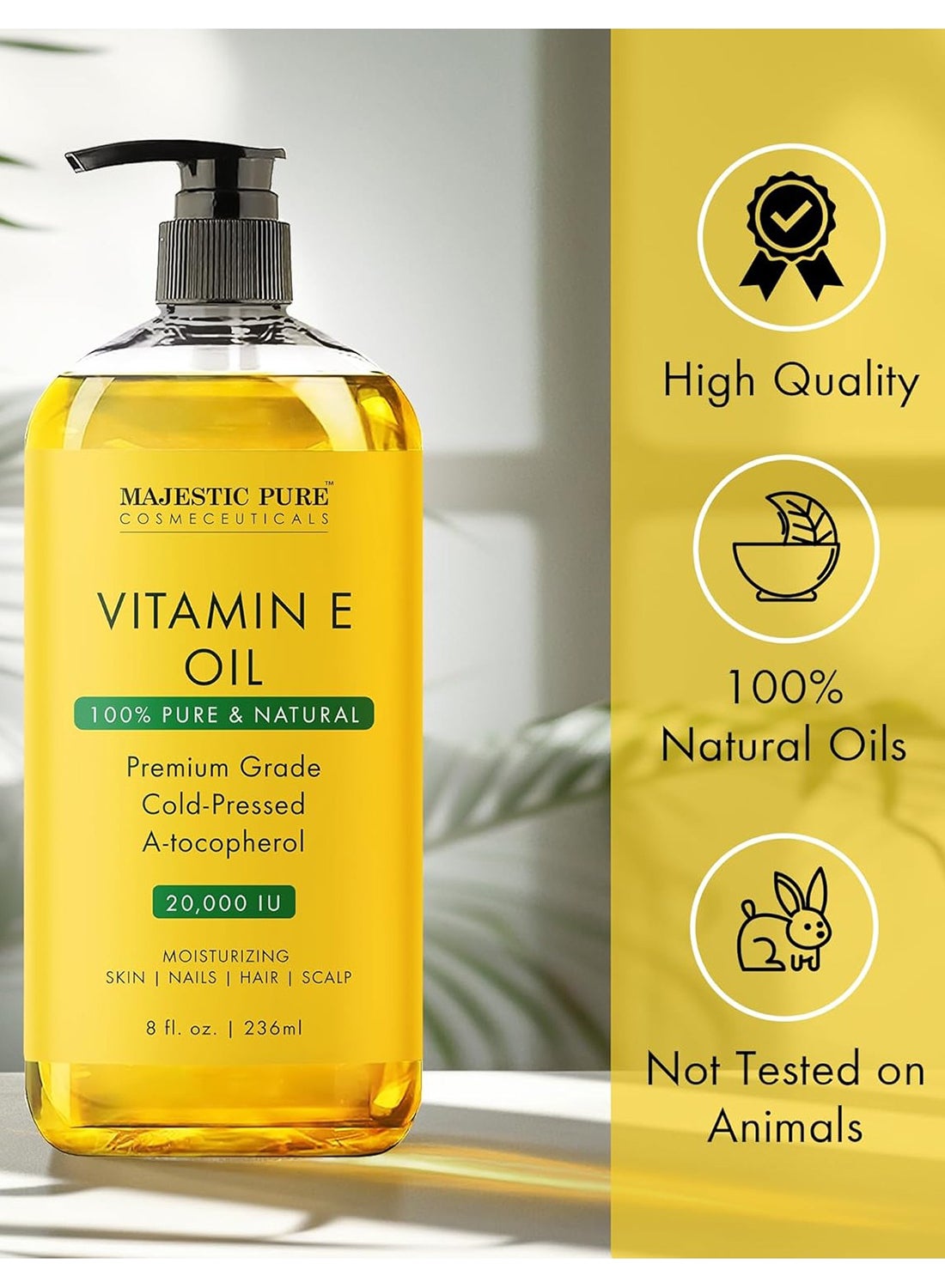 Pack of 2 Vitamin E Oil 236ml | 100% Pure Natural | Cold Pressed Skin Care Oil for Face, Hair, Scalp, Nails, Scars & Body - image 3