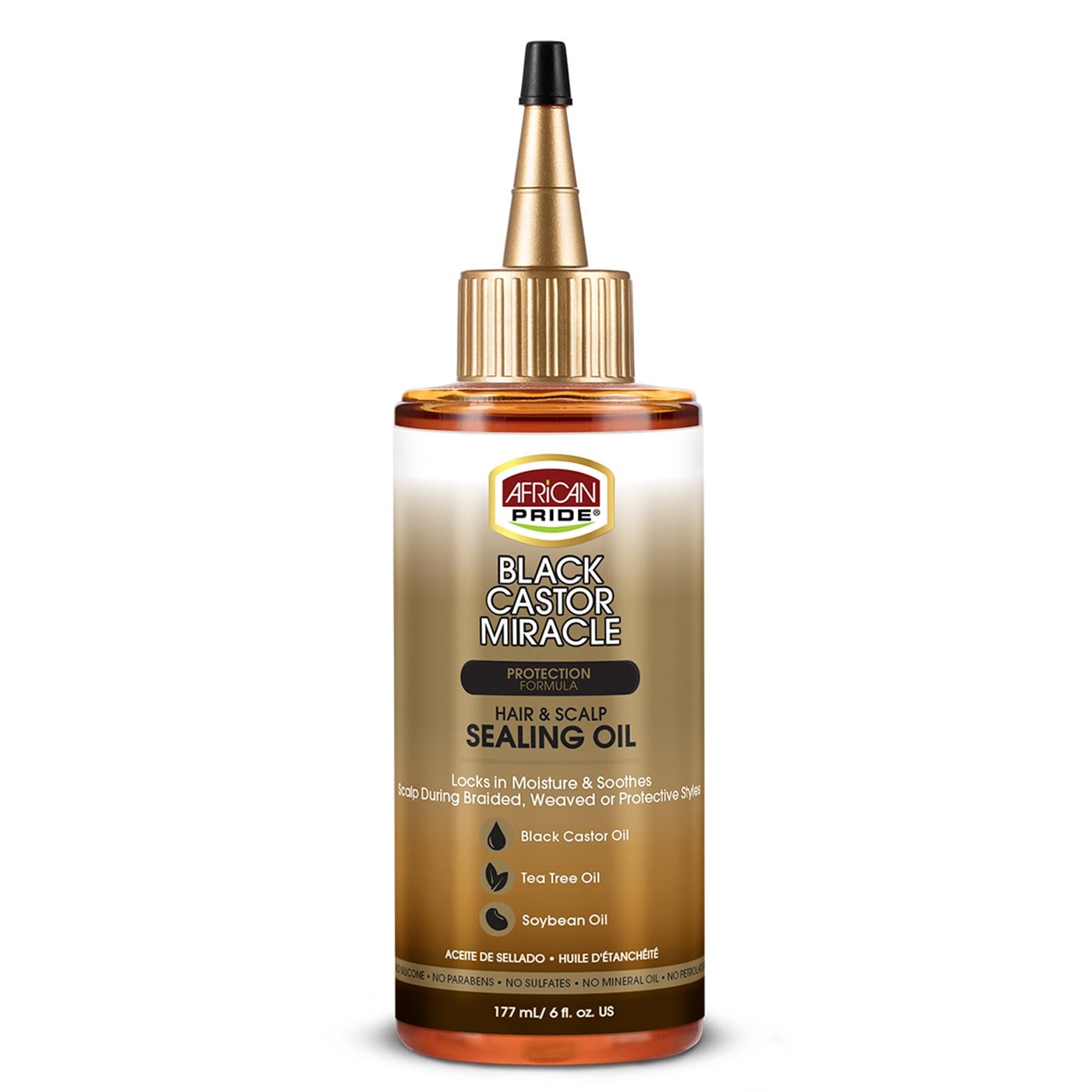 African Pride Black Castor Miracle Hair & Scalp Sealing Oil â€“ Hair Oil with Black Castor, Tea Tree & Soybean Oil for Moisture Lock, Scalp Relief & Growth Support | 6oz