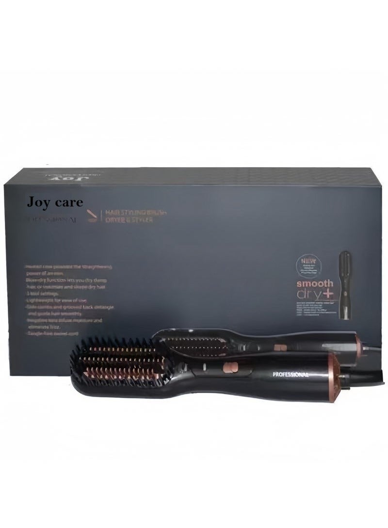 3-In-1 Professional Hair Styling Brush Black/Rose Gold – Hot Air Dryer, Straightener & Volumizer – Ceramic & Ionic Technology For Frizz-Free, Smooth, Shiny Hair – Lightweight Hair Tool With Adjustable Heat Settings – Perfect For Daily Use & Travel