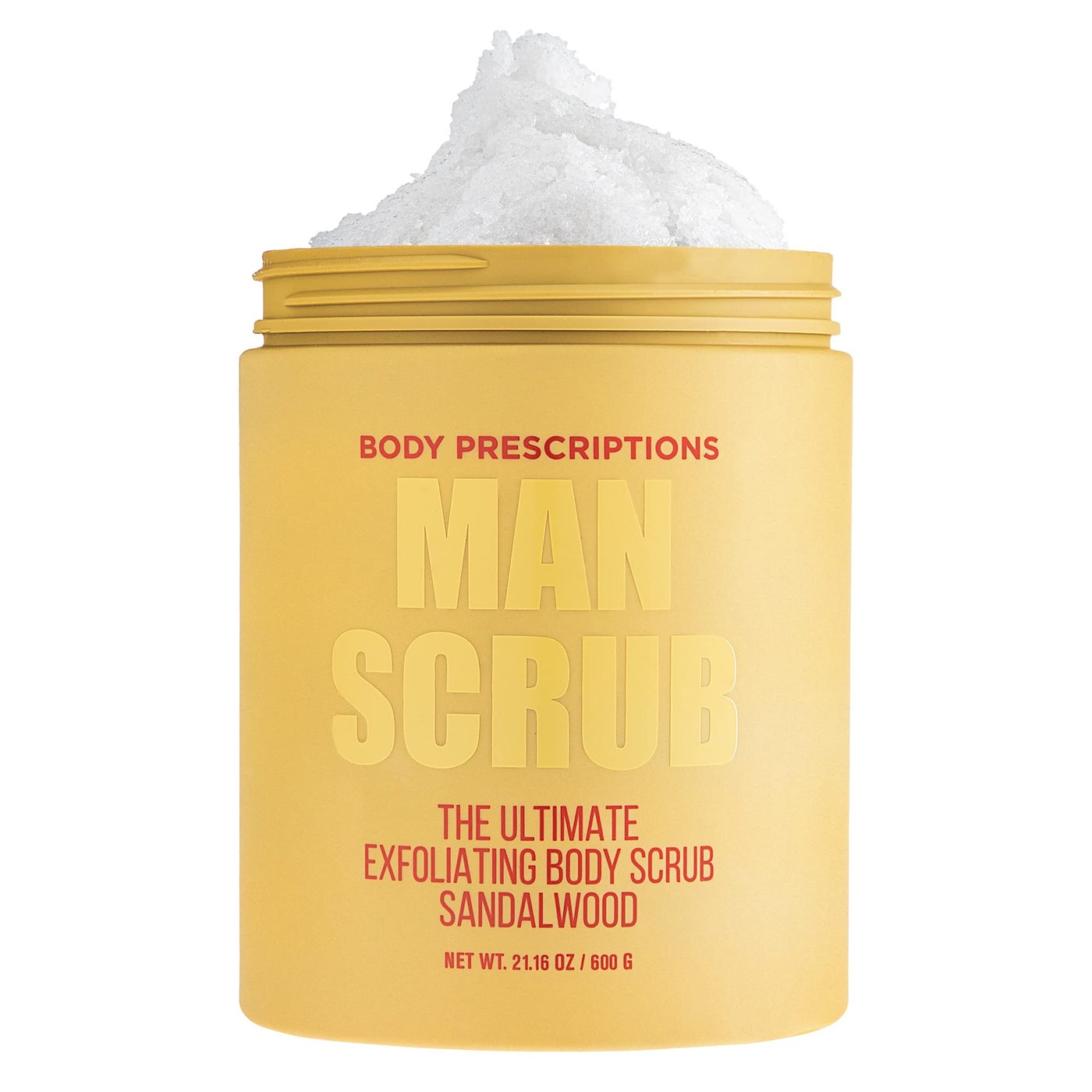 Body Prescriptions Menâ€™s Exfoliating Body Scrub â€“ Ultimate Skin Cleansing Wash in Jar with Twist-Top Lid, For All Skin Types, 21 Ounce (Pack of 1), Sandalwood