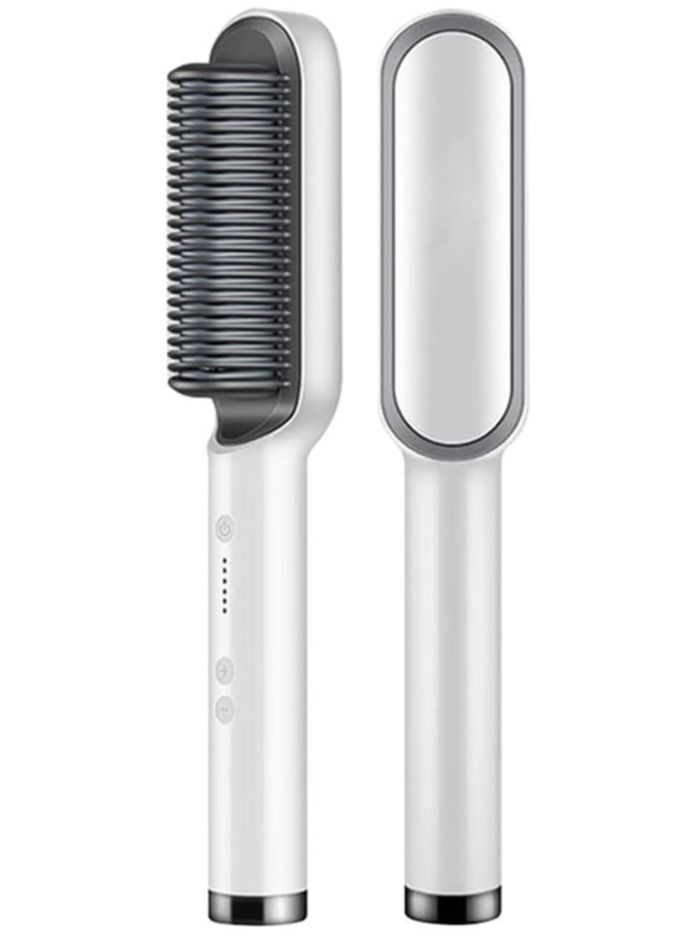 Multifunctional Professional Hair Straightener Tourmaline Ceramic Hair Curler Brush hair Comb, Straightening Brush with Anti-Scald & Auto-Off Safe with 9 Temp Settings