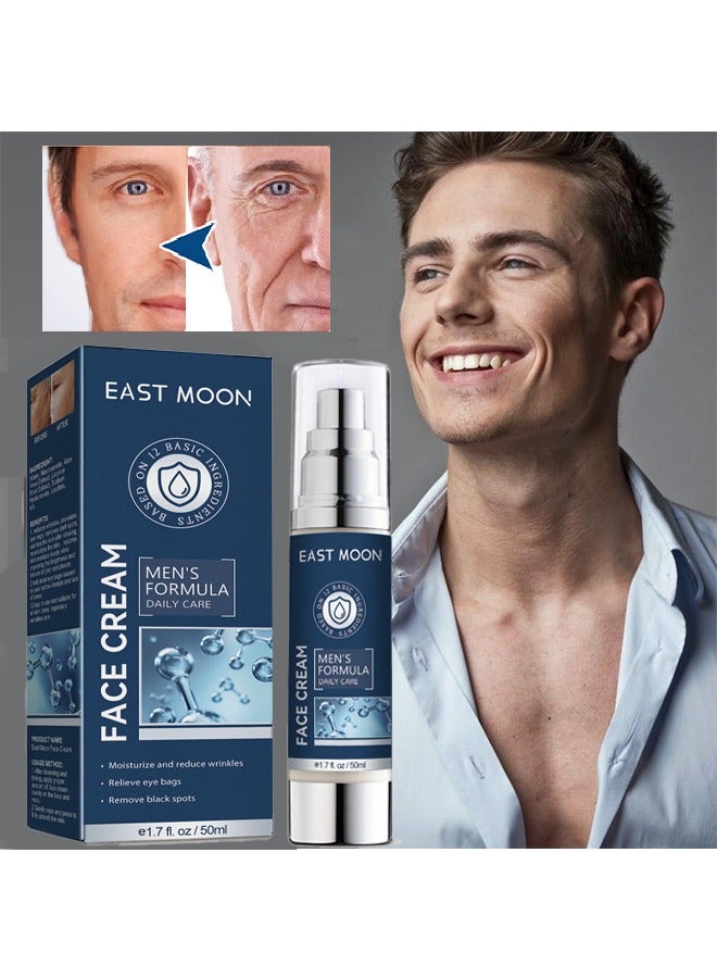Men's Face Cream, 6 In 1 Mens Face Moisturizer For Under Eye Bags, Moisturizing Face Cream For Men, Nourishing Skin And Wrinkles Face Cream For Dark Spots, Fine Lines, Crows Feet Eye 50ML