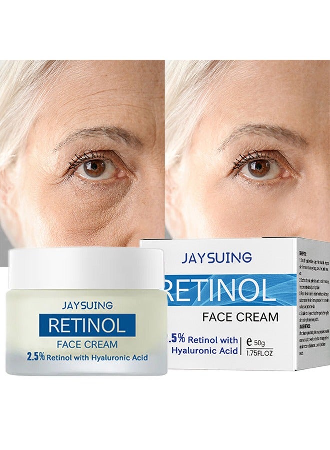 Retinol Face Cream, Ant-Aging Wrinkle Firming Cream, Retinol Firming and Hyaluronic Acid Revitalizing Cream 50g