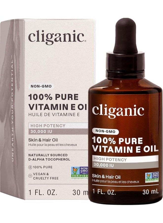 100% Pure Non-GMO Vitamin E Oil (1 oz), D-Alpha Tocopherol, Moisturizing Skin & Hair Oil