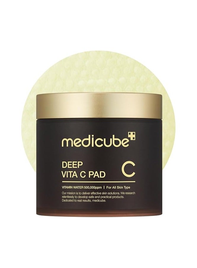 medicube Deep Vita C Facial Pads, Vitamin C Toner Pads for Uneven Skin Tone, 500,000PPM of vitamin water & 3 types of vitamin, Hydrating & Resurfacing (70 sheets)