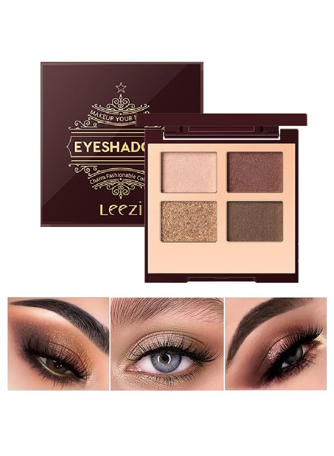 Charm Fashionable Colors Eyeshadow  -4 ​Colors Matte Shimmer Glitter Multi Reflective Shades Ultra Pigmented Makeup Eye Shadow Powder Waterproof Eye Shadow#02