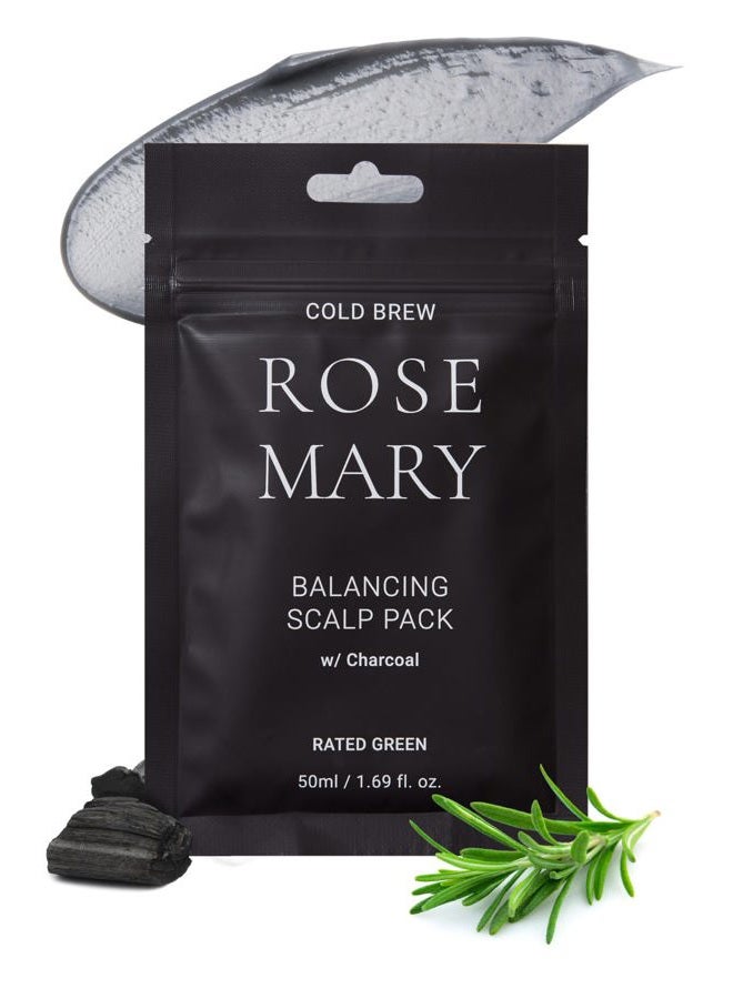 Cold Brew Rosemary Balancing Scalp Pack w/ Charcoal | Korean Hair Conditioning Mask | Deep Conditioning Hair Mask for Dry Damaged Hair | Hydrating Hair Mask Pack of 5, 1.69 Fl. Oz