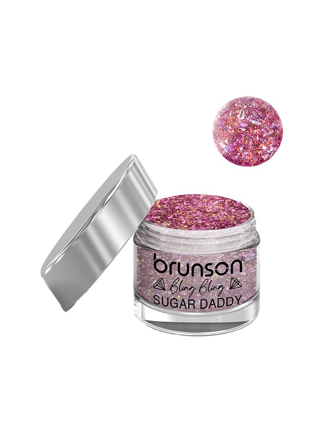 Acrylic Colour Powder For Nail Art Acrylic Nail Powder DIP And Buff System, Sugar Daddy Glittered 30ml BLE07