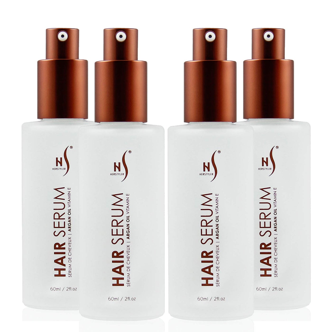 HerStyler Serum, 4 Pack - Hair Styling Agent with Argan Oil for Dry, Damaged Hair - Frizz Control Serum for Straightening, Shine, Trendy Tresses