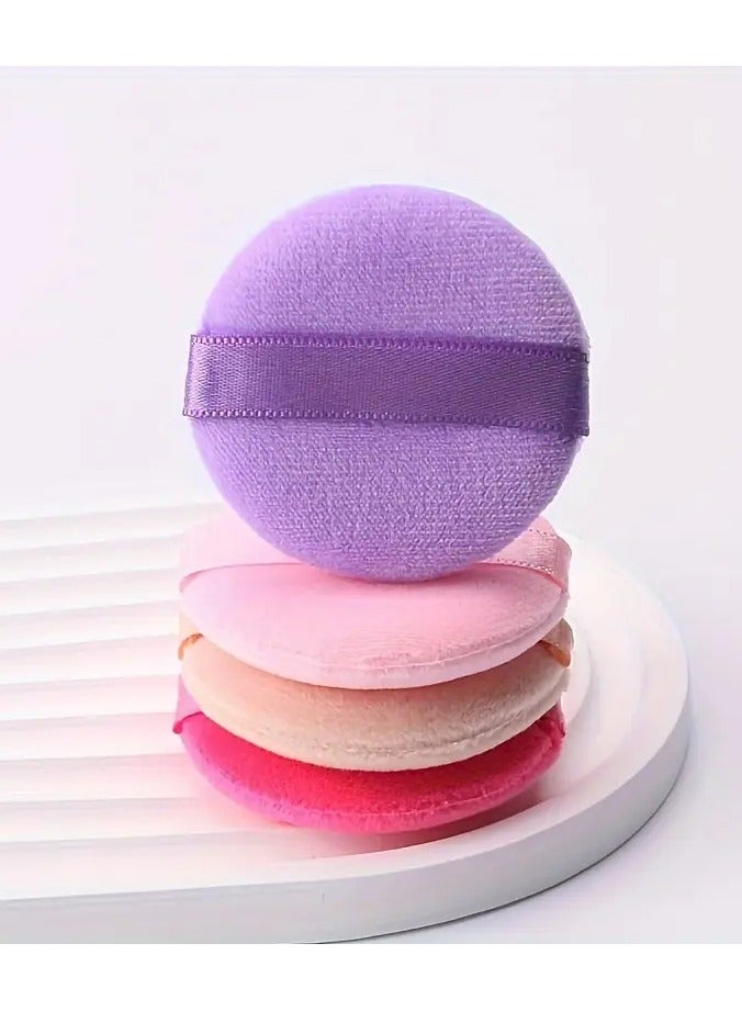 4-Pack Unscented Flocking Makeup Blenders for Normal Skin – Multipurpose Beauty Powder Puffs