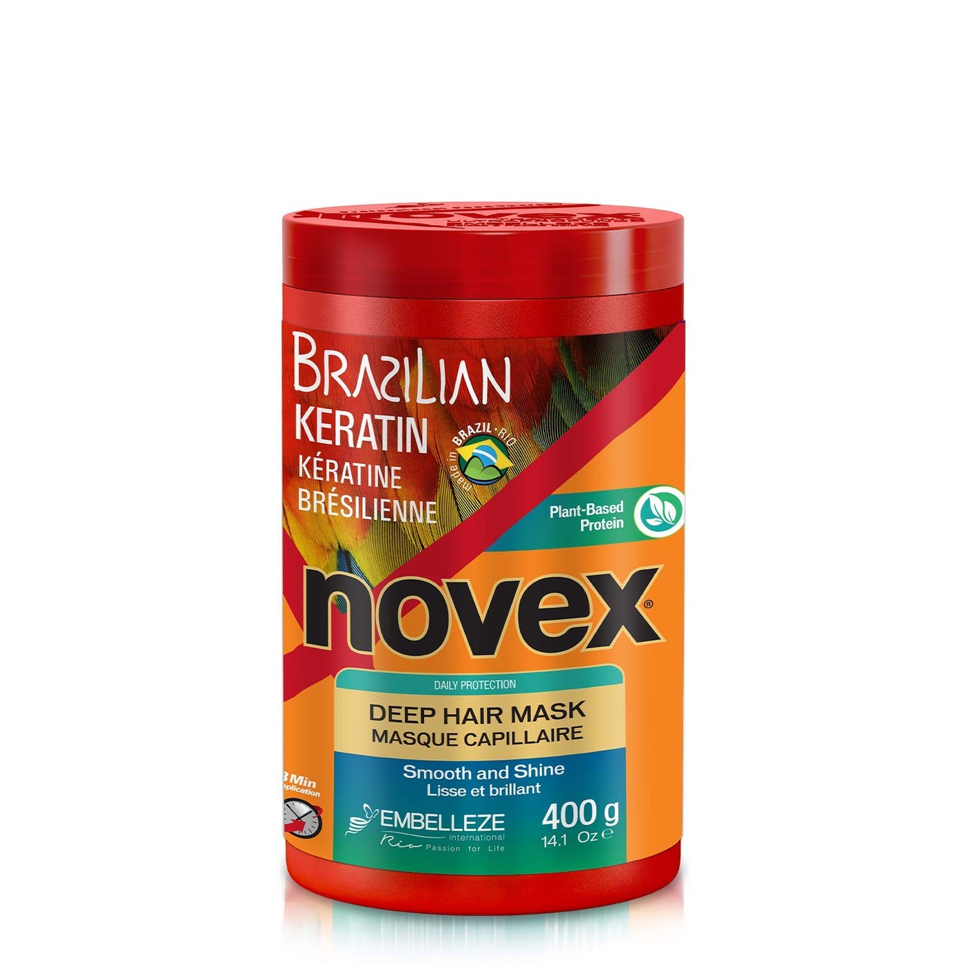Novex Brazilian Keratin Hair Care Treatment Cream 14.1 Oz - Reconstructive Keratin, Frizz control & Damage Repair