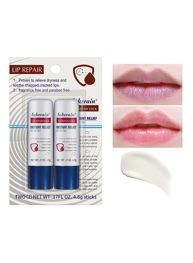 Lip Repair Stick，Instant Relief For Dry Lips， Soothes Dry Chapped Lips Moisturizing Lip Balm Day & Night Moisture Lip Care for Women 2 Pcs