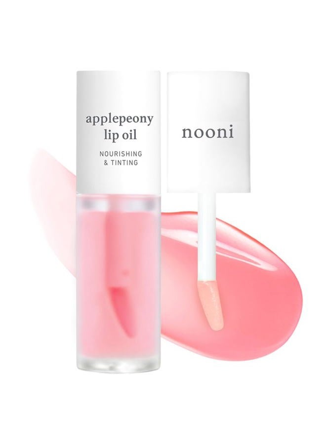 Korean Lip Oil - Applepeony | Long-Lasting, Moisturizing, Plumping, Revitalizing for Dry Lips, Waterproof, No Peel Off, Hydrating, Nourishing Crystal Clear, 0.12 FL Oz
