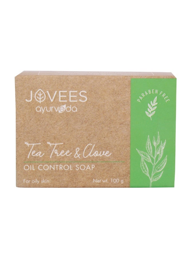 Tea Tree And Clove Oil Control Soap 100G | Oil Control Bath Soap, Deep Cleansing, Acne Care, Refreshing Herbal Soap For Clear And Healthy Skin