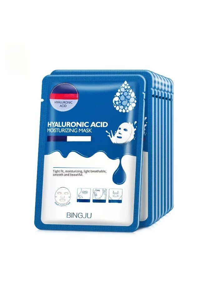 10pcs Hyaluronic Acid Moisturizing Mask, Facial Skin Care Moisturizing Mask