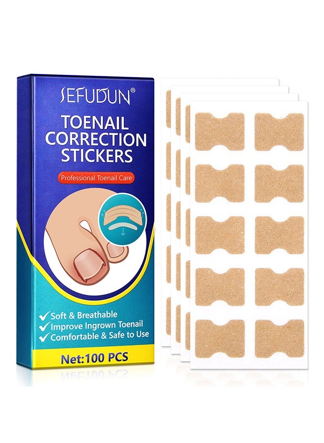 Ingrown Toenail Corrector Patch, 100PCS Ingrown Toenail Corrector Strips, Toenail Correction Patches, Ingrown Toenail Treatment Tool Foot Care, No-Glue Toenail Correction Stickers