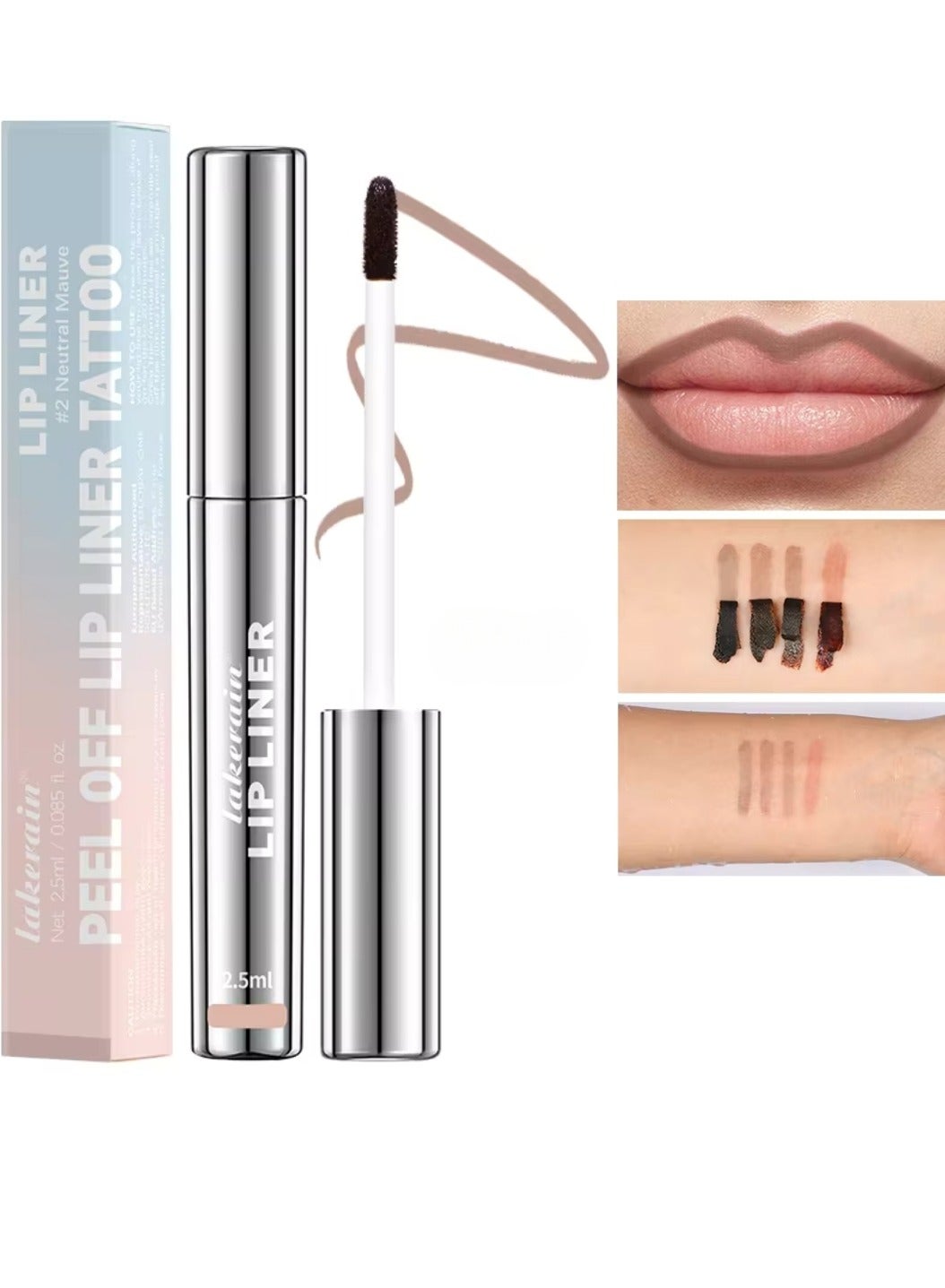 Peel Off Lip Liner Tattoo Peel Off Lip Stain Long Lasting Lip Stain Peel Off Infused with Hyaluronic Acid and Vitamin E Waterproof Long Lasting Highly Pigmented Matte Lip Tint Neutral Mauve 02
