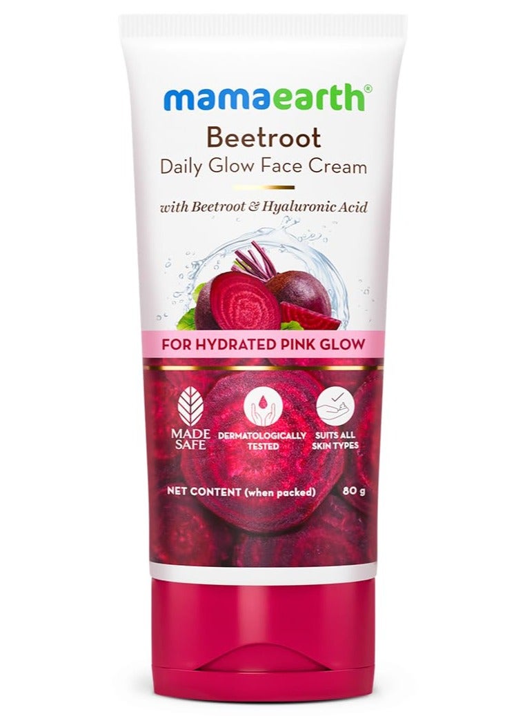 Beetroot Daily Glow Face Cream With Beetroot & Hyaluronic Acid - 80g|Gives Hydrated Pink Glow |Gives Instant Brightening Effect |Lightweight & Non-Greasy