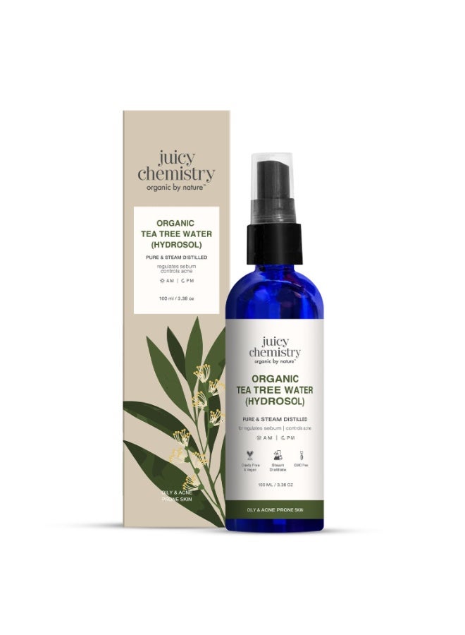 Organic Tea Tree Water 110ml | 100% Pure Steam Distilled Hydrosol For Skin, Hair & Body | Tea Tree Toner or Mist Spray | Certified, Cruelty & GMO Free, Vegan