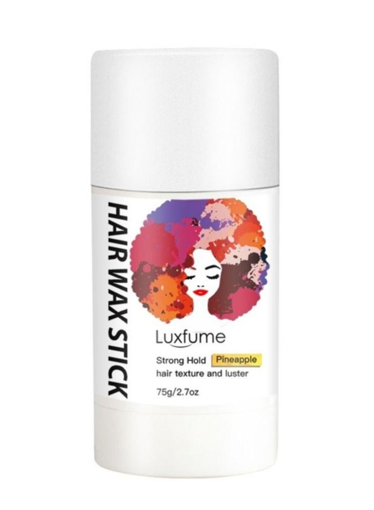 Hair Wax Stick for Strong Hold, Smoothing, Texturize & Lusterize the Broken Hair , Bee Wax, Jojoba Oil, Cera Alba ,Infused With Herbal Ingredients , Pineapple Flavor 75g