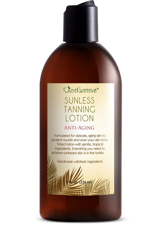 Sunless Tanning Lotion | Anti-Aging Self-Tanner | Body Tanning | Sun Kiss Glow Bronze Finish | Bronzer Lotion For All Skin Types | Just Nutritive | 8 Oz