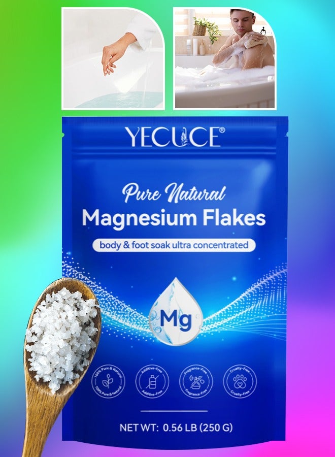 250g Magnesium Bath Flakes Natural Magnesium Bath Salt for Relief & Relaxation Relieve Muscle Tension Organic Magnesium Bath Flakes
