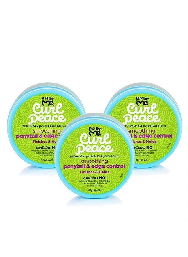 Curl Peace Smoothing Ponytail & Edge Control (3 Pack) - Finishes & Holds, Contains Flaxseed, Avocado Oil & Black Castor Oil, 5 oz