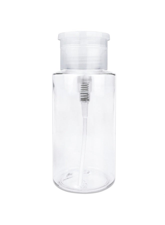 Liquid Push Down Pump Dispenser Empty Bottle with Flip Top Cap (7 Ounce - 1 Bottle, Clear)