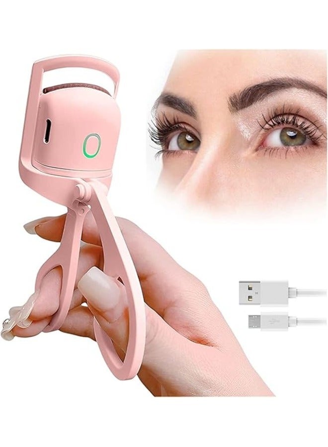 Pink Thermal Eyelash Curler, Rechargeable Thermal Eyelash Curler with 2 Temperature Modes for Fast, Long-Lasting Natural Curling