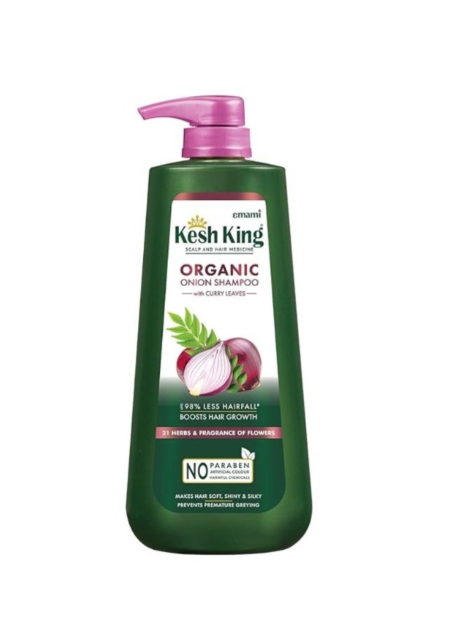 Kesh King Organic Onion Shampoo With Curry Leaves Reduces Hair Fall Upto 98%,Boosts Hair Growth&Keeps Hair Smooth Upto 48Hrs|Repairs Dry&Damaged Hair|Makes Hair Silky&Bouncy - 600Ml