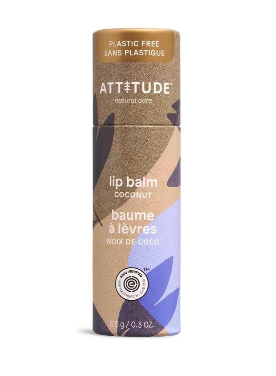 Plastic free Lip Balm EWG Verified Plant and Mineral Based Ingredients Vegan Coconut 8.5 g