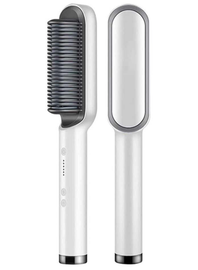Hair Straightener Brush - Best Gifts for Women - Straightening Hair Brush - Hair Comb with Anti-Scald Ceramic Plates and Multiple Temp Settings