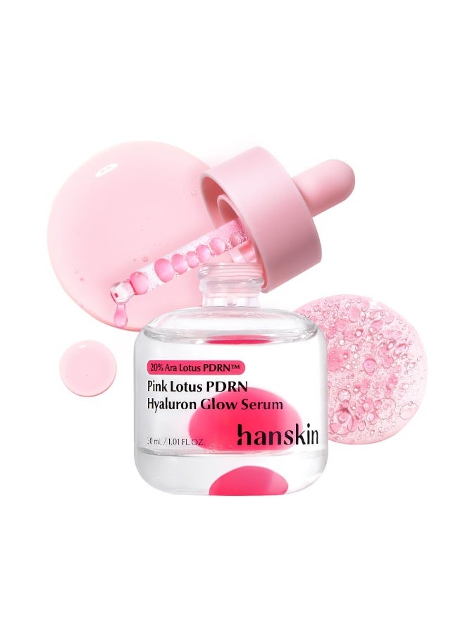 Pink Lotus PDRN Hyaluron Glow Serum 30ml — Hydrating Face Serum Korean with Niacinamide, Peptides & Hyaluronic Acid for Glow, Elasticity & Fine Lines, 1.01 fl oz
