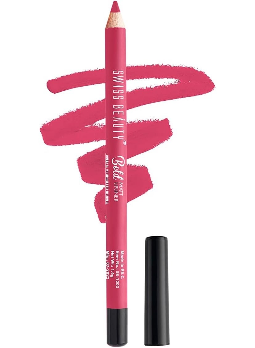 Swiss Beauty Bold Matt Lip Liner | Long-lasting |Matte Finish | Non-drying | Pink Crush Shade-10, 1.6gm