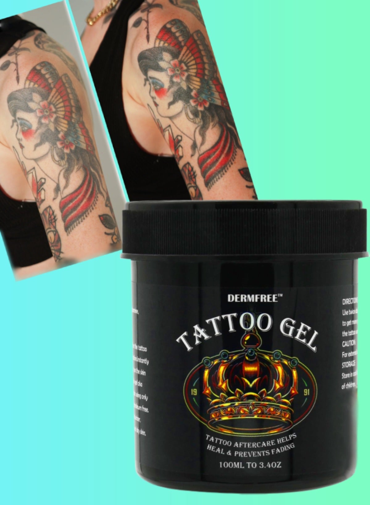 100ml Tattoo Gel Tattoo Aftercare Gel Moisturizes Hydrates New Tattoos Revives Old Tattoos and Prevent Fading Daily Tattoo Healing Brightener Tattoo Lotion Color Enhancer Brightener Balm