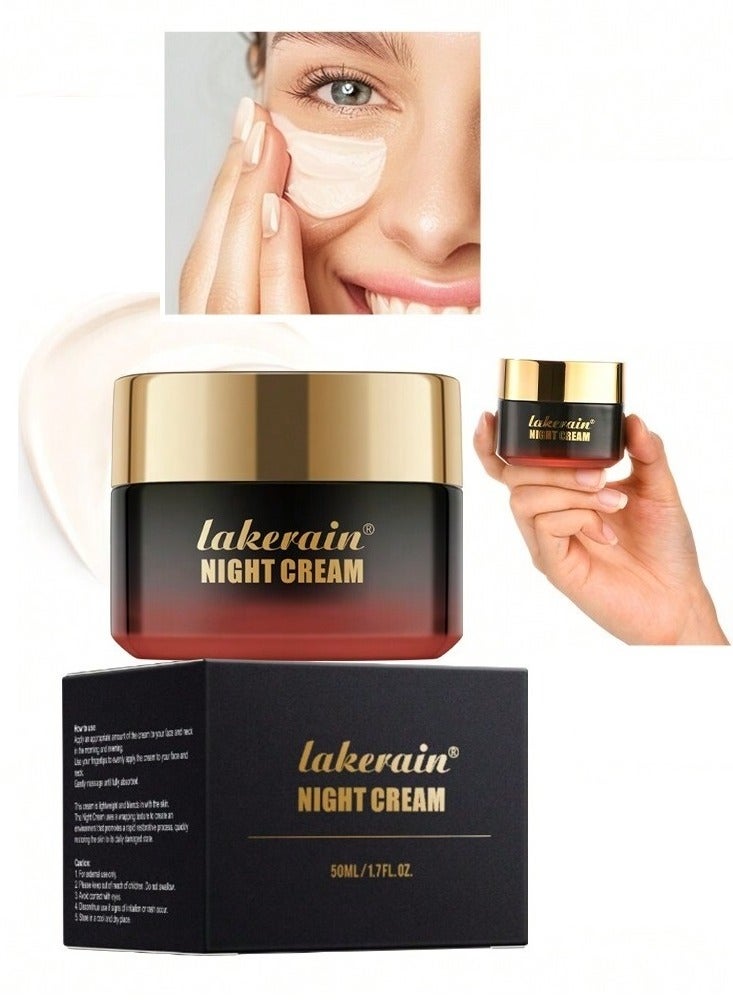 50ml Night Cream 24H Moisturizing Firm Smooth Skin Boosts Radiance Improve Skin Elasticity and Reduce Fine Lines with Shea Butter Jojoba Seed Oil Vitamin E and Natural Root Extracts Moisturizing Face Cream Neck Cream