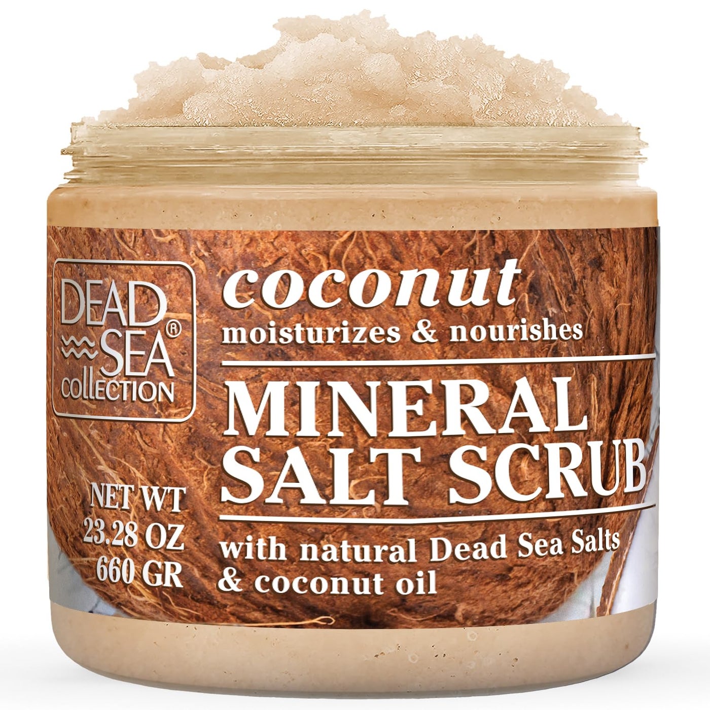 Dead Sea Collection Coconut Salt Scrub â€“ Exfoliating Body Scrub for Women â€“ Moisturizing and Nourishing Skin â€“ with Pure Oils and Dead Sea Minerals (23.28 Oz)