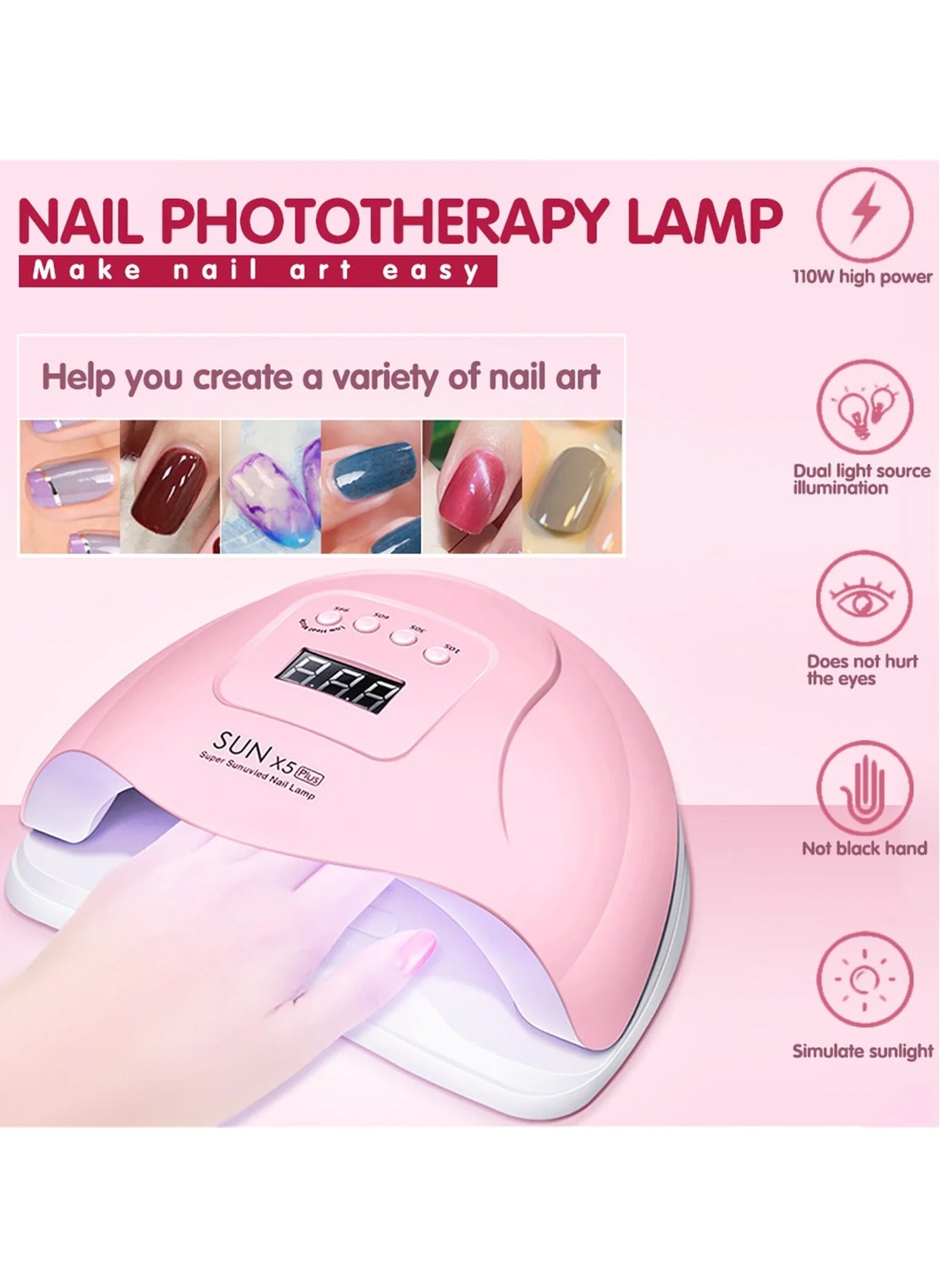 Professional Gel Polish Led Nail Drying Lamp,Nail Dryer Sun X5 PlUS 48W Uv Led Nail Lamp For Professional Manicure Salon,Nails, Polish, Curing, Manicure, Pedicure,Nail Arts Tools, White