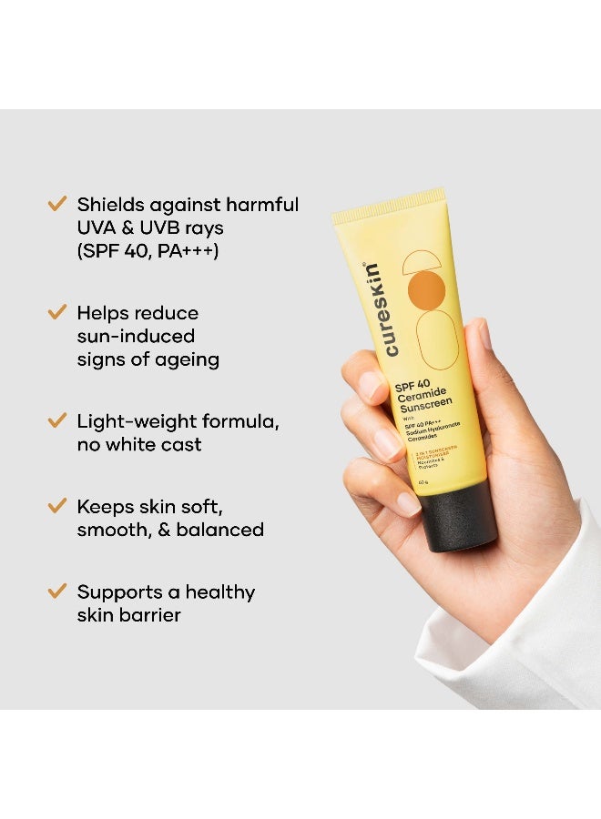 SPF 40 Ceramide Sunscreen with Hyaluronic Acid & Ceramides | 2-in-1 Sunscreen Moisturiser, Broad Spectrum, SPF 40 & PA+++, 50 g (Pack of 1) - image 3