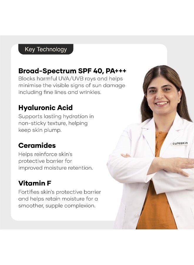 SPF 40 Ceramide Sunscreen with Hyaluronic Acid & Ceramides | 2-in-1 Sunscreen Moisturiser, Broad Spectrum, SPF 40 & PA+++, 50 g (Pack of 1) - image 4