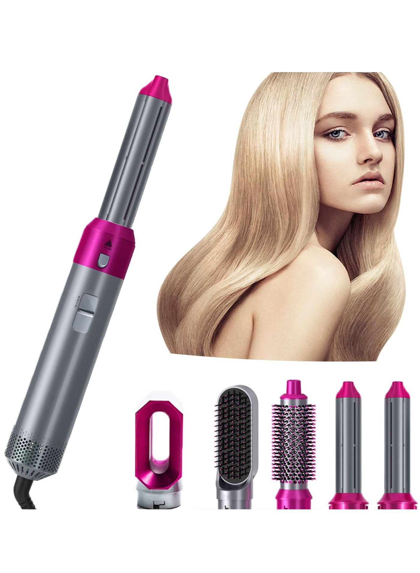 5 in 1 Hot Air Styler Electric Blow Dryer Comb Curling Wand Detachable Negative Ion Straightener Hair Brush