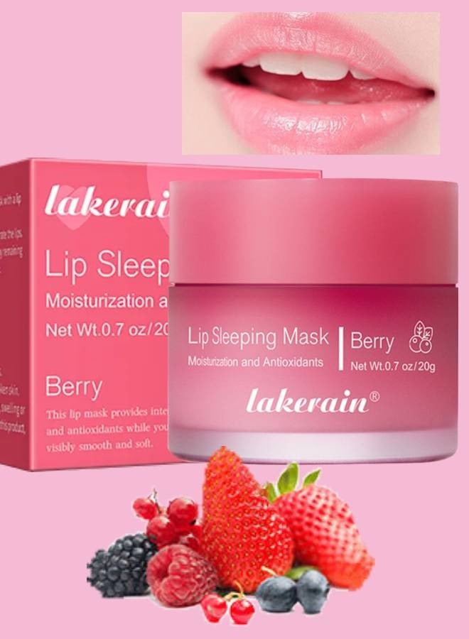 Lip Sleeping Mask Overnight Berry Lip Mask Moisture and Collagen Booster Lip Mask Day and Night Repair Lip Balm for Improves Dryness and Cracked Lip Scrubs Lip Plumper Oil Tinted Lip Balm 02