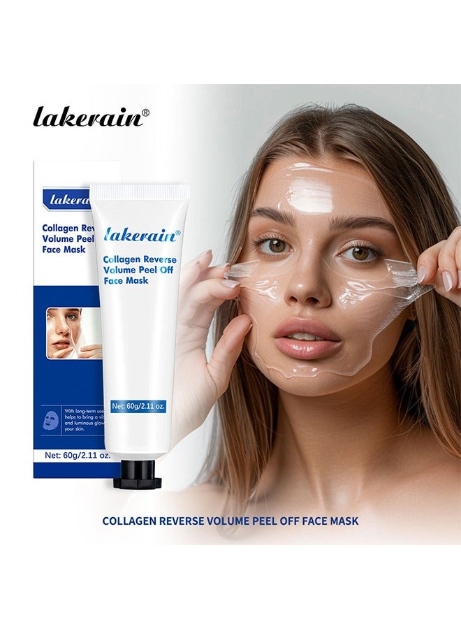 Collagen Reverse Volume Peel off Face Mask - Reduce Blackhead Blemishes Acne and Scars Nourishes & Protect Skin Charm Moisturizing Hydrating Rejuvenating Peel Off Facial Mask 60g