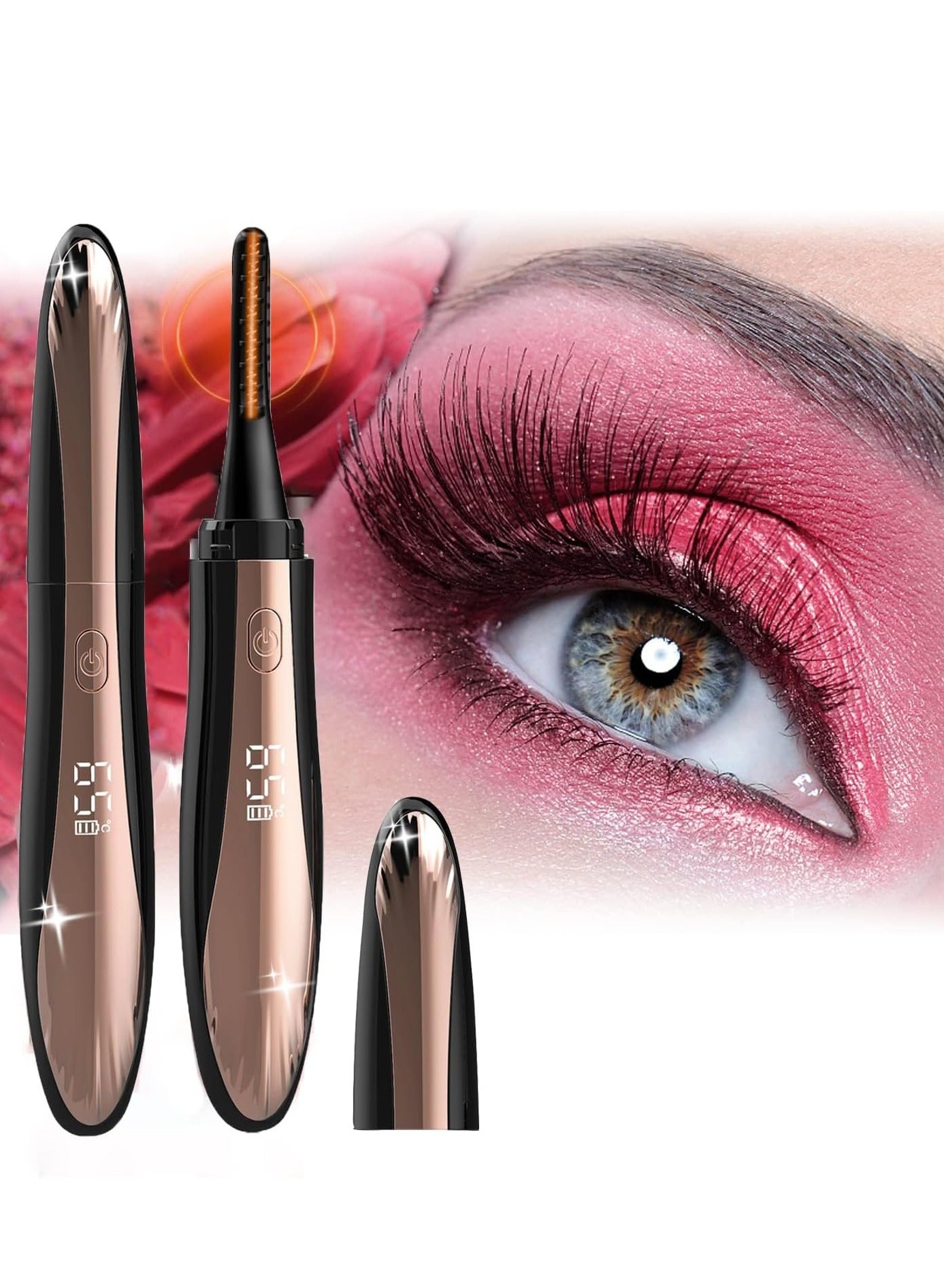 Heated Eyelash Curlers, Rechargeable Electric Curler Eye lash Lash Lift-4 Temperature Mode-Type C Charge, Natural Curling 24H Long Lasting