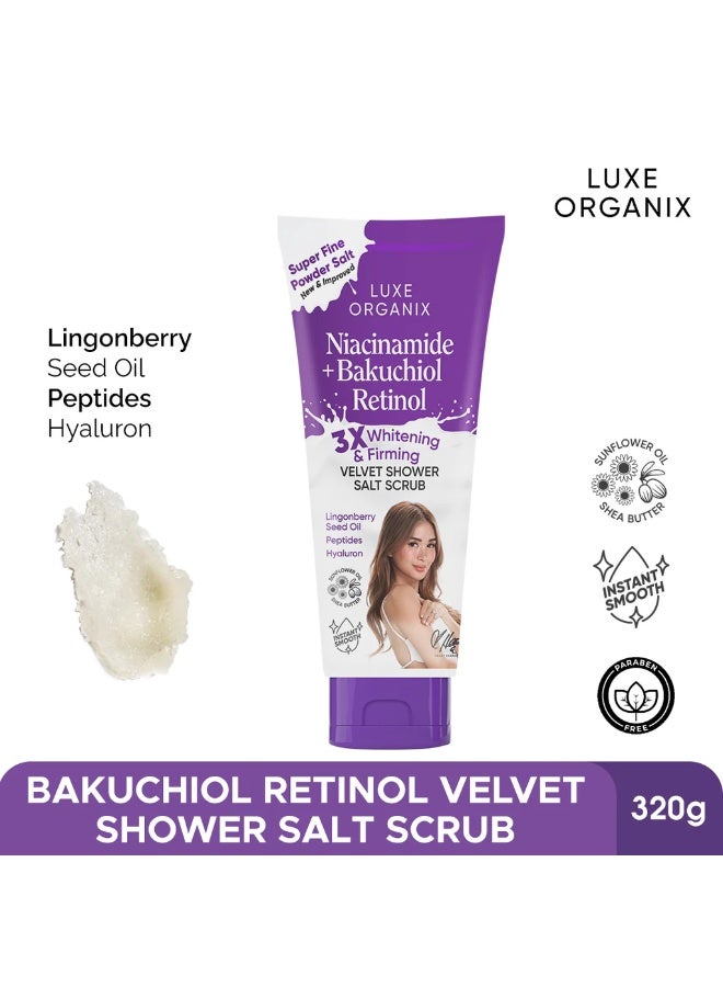 Niacinamide + Bakuchiol Retinol 3x Whitening Velvet Shower Salt Scrub 320g