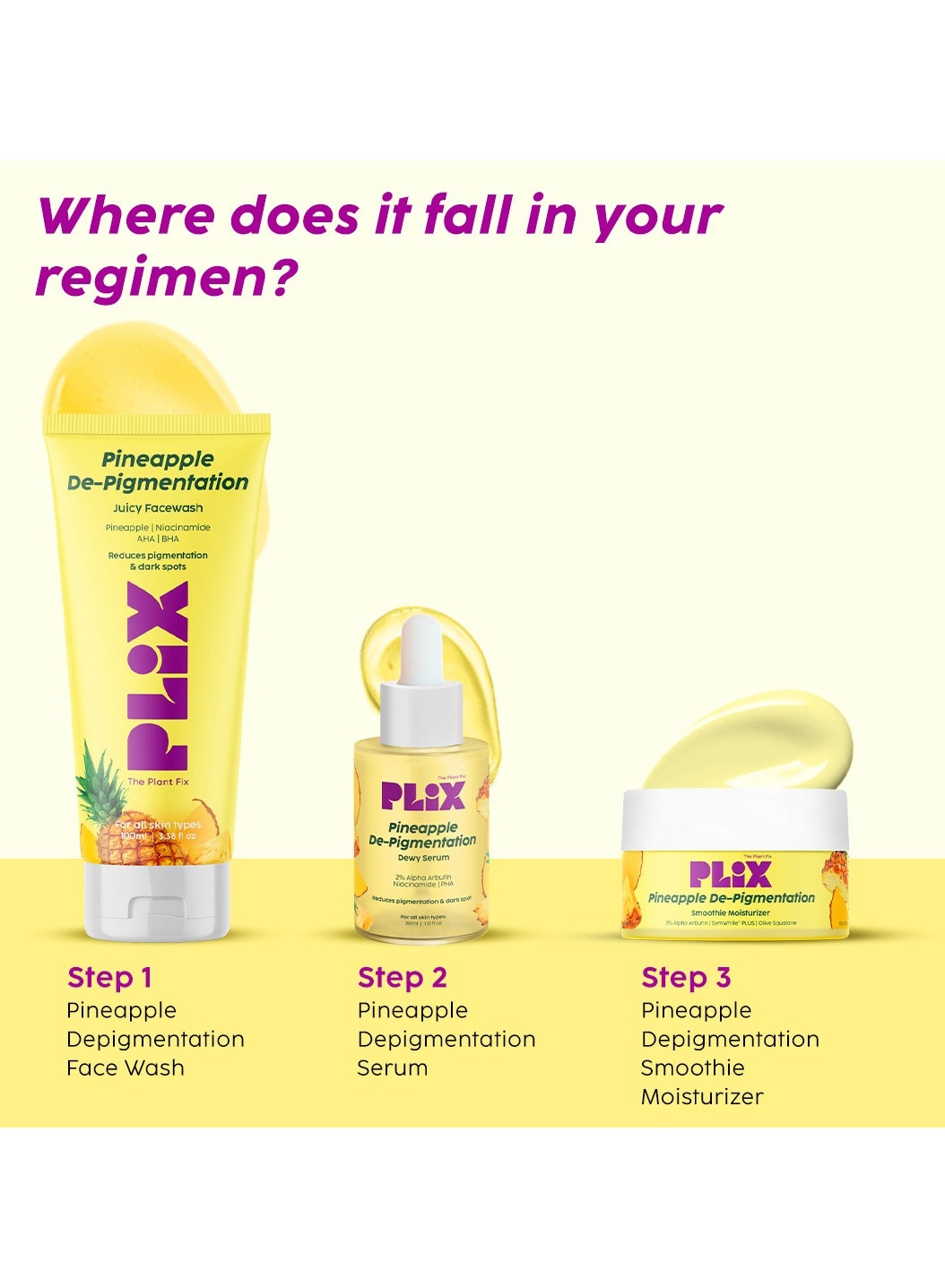 Pineapple De-Pigmentation Skincare Kit For Dark Spot Removal Facewash, Face Serum and Moisturizer Combo for Women And Men, Pack of 3 - image 6