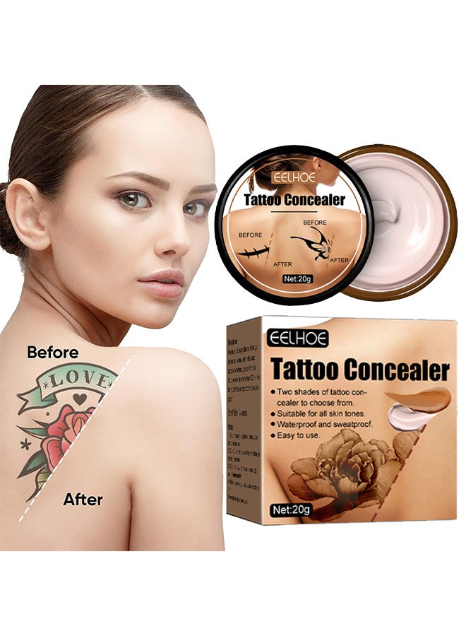 Professional Tattoo Concealer, Waterproof Tattoo Concealer Makeup, Suitable For Dark Spots, Scars, Vitiligo, Suitable for Men and Women (Light Color 20g)