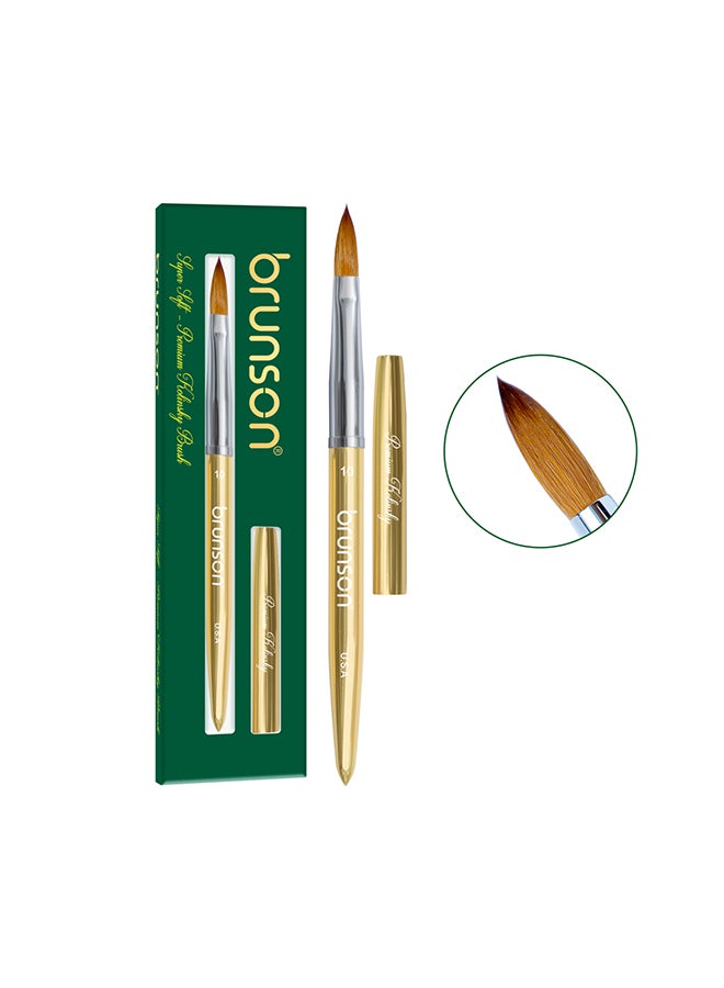 Acrylic Nail Brush 1pc Pure Sable Hair Professional Nail Art Painting Brush for Manicure Pedicure Kolinsky Brush for Acrylic Application Nail Extensions and 3D Nail Carving Size 10