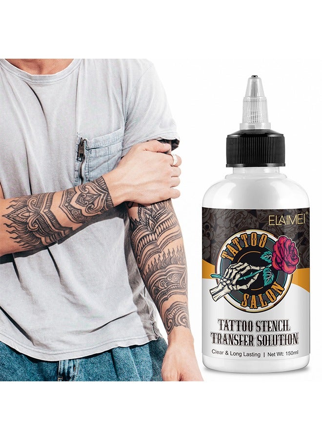 150ML Tattoo Stencil Transfer Solution - Professional Tattoo Stencil Gel Fresh Stencil Primer Stuff Transfer Cream Gel For Tattooing Stickers Paper Machine Tattoo Supplies, Clear And Long-Lasting